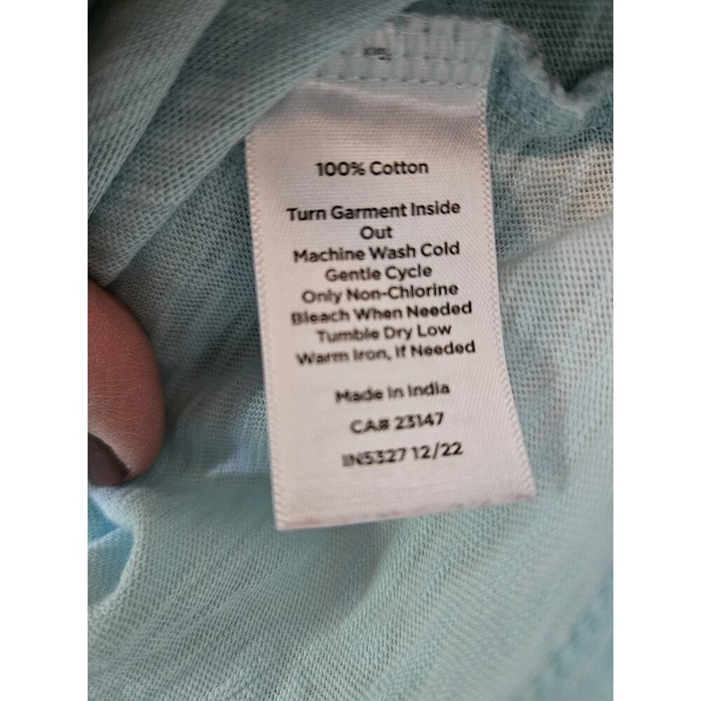 Talbots XL Blue 100% Cotton Knit Scoop Neck Sleeveless Embroidered Tank - Picture 3 of 7